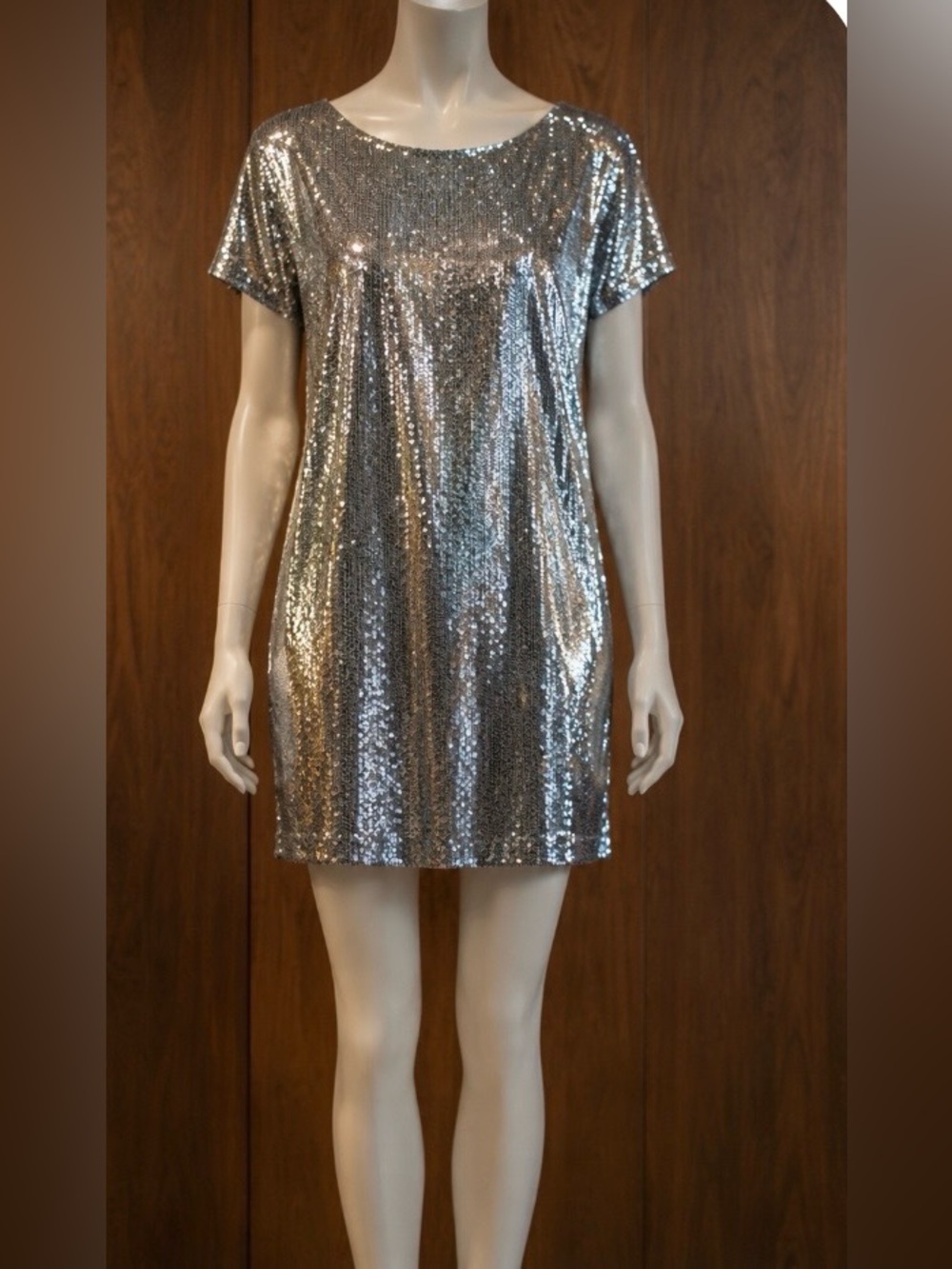 Bebe Silver Sequin Mini Dress New With Tags 2X Sparkly